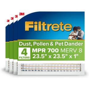 Filtrete 23.5x23.5x1 in. Air Filter, MERV 8, MPR 700, 4 HVAC Filters