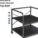Fannova 2 Tier Under Desk Printer Stand with Storage, 20 Inches Deep Large Printer Table with Height Adjustable Shelf, Rolling Printer Cart with Wheels for Home Office - Black