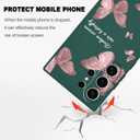 LEECG for Samsung Galaxy S24 Ultra Case, Creative Flower Pattern Design Phone Cover Drop Protection Soft Ultra Thin Scratch Resistant Microfiber Lining Inner for Galaxy S24 Ultra-Butterfly Green