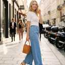 Astylish Wide Leg Jeans for Women Stretch High Wasited Baggy Trendy Denim Jean Ruffle Hem Pants Size 4