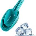 Set of 3 Ice Scoop, Plastic Kitchen Ice Scoop for Canisters or Ice Maker, Food Scoops for Canisters, Freezer, Flour, Dry Foods, Coffee Beans, Pop Corn, Pet Dog Cat Food (Blue)