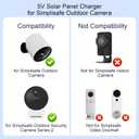 Solar Panel for Simplisafe Outdoor Camera Series 2 Wireless and Wired, IP65 Waterproof, 360 Adjustable Panel, Easy Setup, Keeps Camera Charged All Day  No Need to Replace Batteries Frequently