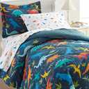 Wildkin 5-Piece Twin Bedding Set  100% Cotton Comforter, Sheets & Pillowcase for Cozy Cuddles - Jurassic Dinosaurs