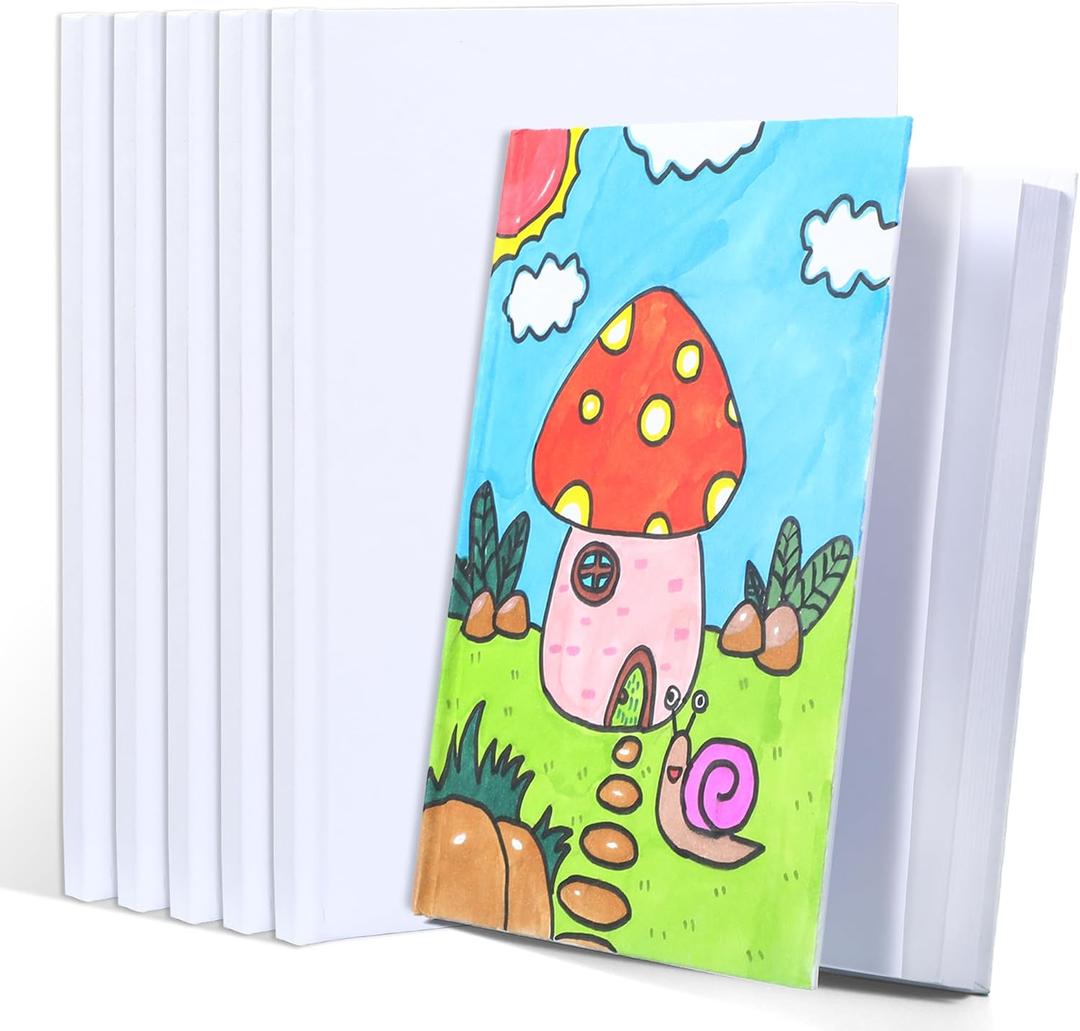 Miikoul 6 Pack Hardcover Blank Book,100GSM White Blank Books for Kids to Write Stories,40 Pages 6x8 Inch Blank Page Journal Make Your Own Book Ideal for Teens Reading Writing Drawing Guestbook