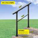 Signstek Handrails for Outdoor Steps, 3 Step Hand Rail Fit 2 or 3 Steps Outdoor Stair Railing, Metal Porch Railing, Deck Handrail, Black Wrought Iron Hand Rails kit for Concrete, Porch Steps, Upgrade
