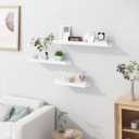 Floating Shelves for Wall, Wall Mounted Shelves with Lip for Storage, Metal Display Shelves for Home Decor, Kitchen/Living Room/Bedroom/Bathroom Shelf, White 20 inch 2 Pack