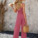 AGERWAY Womens Summer Jumpsuits Dressy Rickrack Trim Square Neck Casual One Piece Sleeveless Wide Leg Long Pant Rompers (S)
