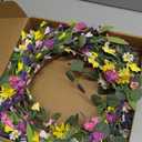 Spring Decorations for Home 22" Spring Wreath Artificial Summer Wreaths with Eucalyptus Leaf Lavender and Daisy for Easter Indoor Outdoor Home Festival Celebrations (Multicolor-1)