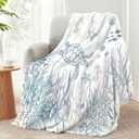 Hahafelt Coastal Sea Turtle Throw Blanket Nautical Beach Fleece Blanket Blue White Ocean Blankets for Couch Bed Tropical Cozy Soft Throw Decoration Warm Gift for Summer, 50 x 60 Inches