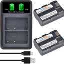 2-Pack BP-511 BP511A Battery and LCD USB Dual Charger for Canon EOS 40D 300D 5D 20D 30D 50D