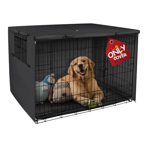 Explore Land Dog Crate Cover Heavy Duty Polyester Pet Kennel Sunshade Universal Fit for 48 inches Wire Cage (Black)