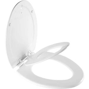 Mayfair NextStep2 Toilet Seat with Toddler Potty Training Seat Built-In, Slow Close, Easy Clean, Magnetic Removable Kids Seat, ELONGATED, White (Elongated (1-Pack), White)