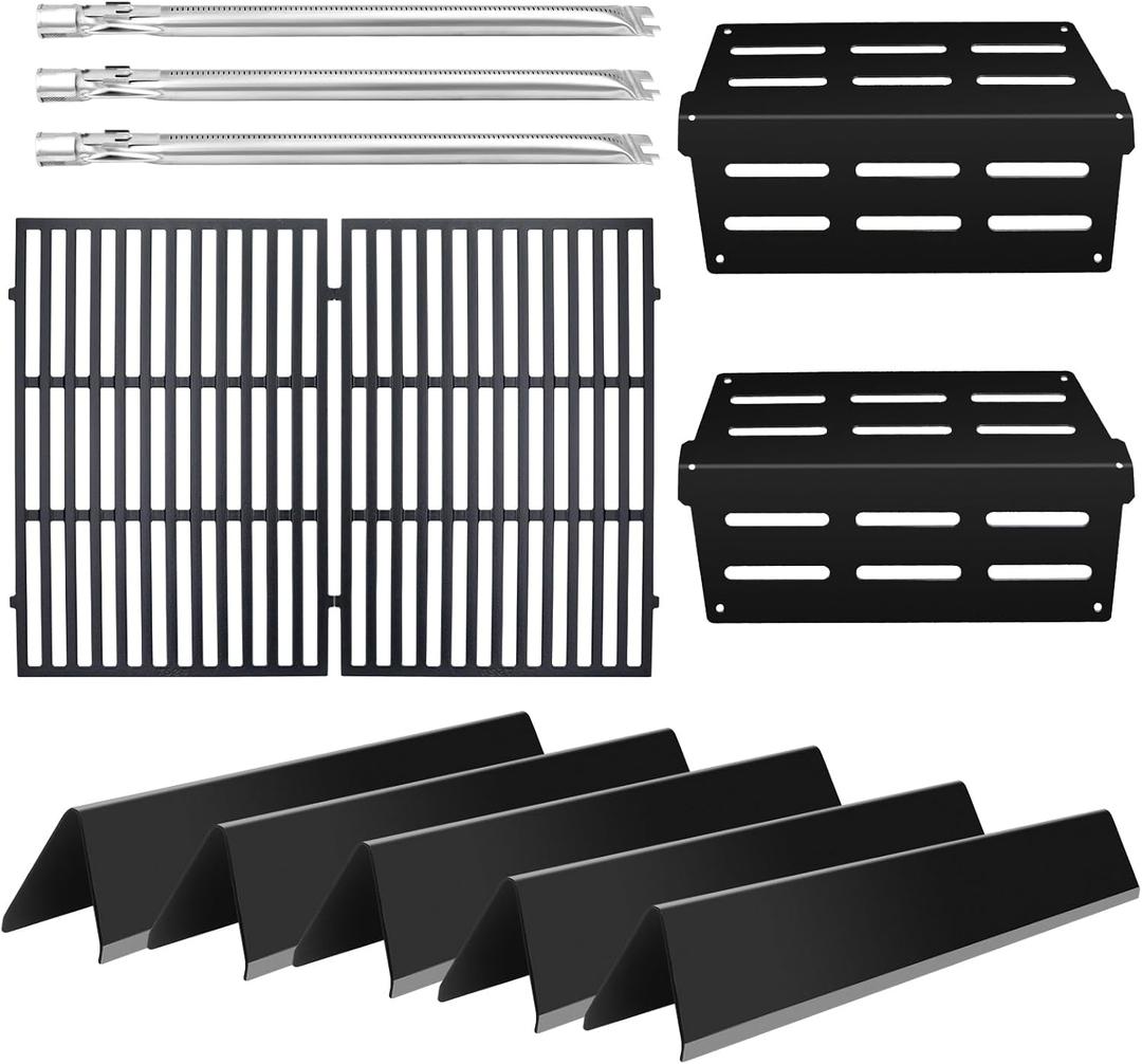 Grill Parts Replacement for Weber Genesis 300 Series, E310, S310, E320, E330, S330, EP310, EP320, EP330 Grill with Front-Mounted Control (7620+7622+62752+7524, Black)