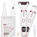 Electric Razors LED Display for Women Men, 2025 Wet/Dry Lady Shaver,4 in 1 Cordless Hair Remover with IPX7 Waterproof, Smooth & Silky Portable Bikini Electric Grooming Set (Pink & White)