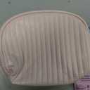 Cute Makeup Bag, Mini Cosmetic Pouch for Women, Small Quilted Beauty Bag, Handy zipper Pouch, Cream