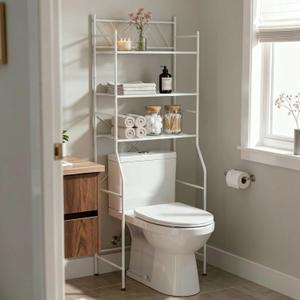 Home Zone Living Over the Toilet Bathroom Storage Organizer with 3 Tiers of Shelving Rack Space
