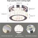 7.8" Crystal Chandelier Modern LED Mini Flush Mount Ceiling Light Fixtures Dimmable with Remote K9 Crystal Round Small Chandeliers for Hallway Bedroom Kitchen