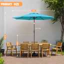 Ariiles 9ft Outdoor Patio Umbrella, Table Umbrellas with Steel Ribs, Push Button Tilt & Crank, Market Umbrella for Backyard & Pool, Turquoise