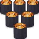 Wellmet Lamp Shades,Small Chandelier Shades ONLY for Candle Bulbs,Clip-on Drum Lampshades,Set of 6, 5.5"x 5.5"x5",Black Gold