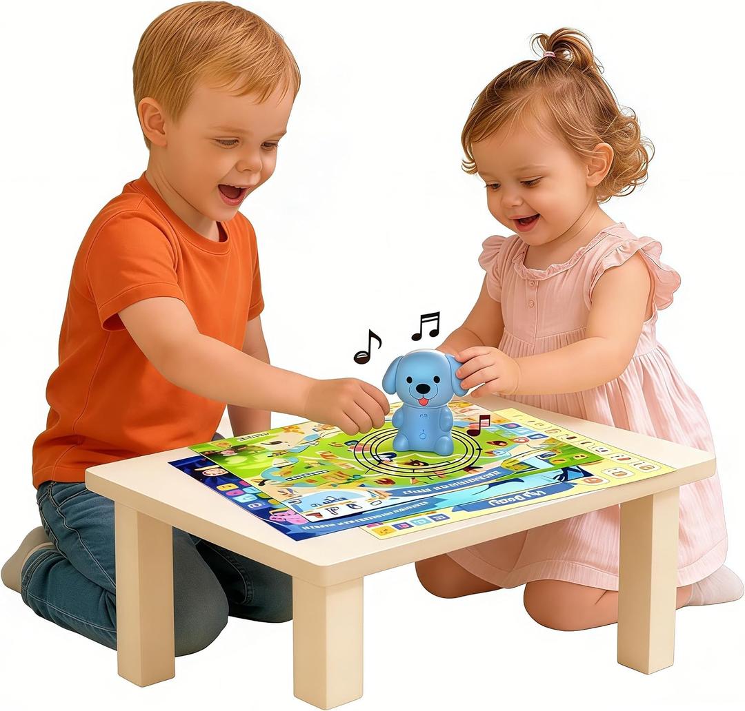 (Phonic-Poster) Satxtrem Interactive Talking Dog Pen with Posters | Upgraded Talking Flash Cards - Phonics Learn to Read Toys for 3-6 Year Olds - Preschool Educational Aids for Boys & Girls, 15.7x19.7