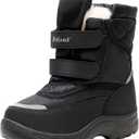 Apakowa Kid's Boys Girls Winter Snow Boots (Toddler/Little Kid) (Black, 26)