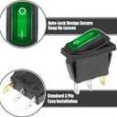 X AUTOHAUX Interior AC 250V/20A LED Rocker Switch On-Off 3 Pins Toggle Switch Waterproof for Caravan Camper Dashboard Green