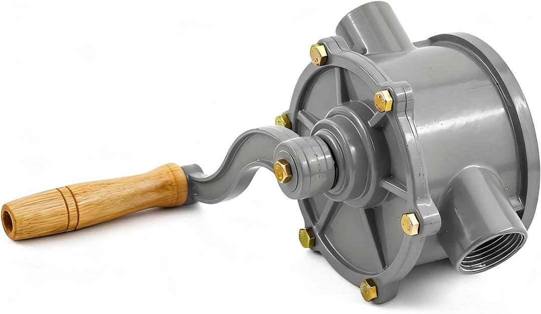 NPT Thread Aluminum Drum Rotary Hand Pump, 30-40 Gallon Gas Caddy with NPT Thread Pump Hand Fuel Pump Gasoline Diesel Transfer Pump for Fuel Barrel, Inlet Pipe 1-1/4", Outlet Pipe 1"