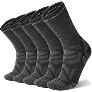 ANTSANG Merino Wool Hiking Socks, Enhanced Breathability, Targeted Cushion Thermal Socks for Men and Women, 5 Pairs,
(Black, L)