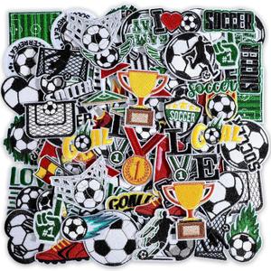 Hunnmingre 72 Pcs Soccer Iron on Patches Embroidered Soccer Patches Iron on Hat 36 Style Sport Ball Appliques for Hat Cap Clothes Jackets Jeans Dress Sew on DIY Backpack Accessories