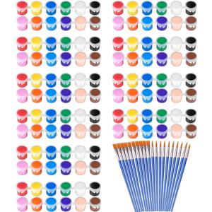 145 Pcs Mini Acrylic Paint Set for Kids, 12 Colors Washable Acrylic Paint Strip with 5 Paint Tray for Kids&Adults Craft Paint, with Mini Paint Strips for Easter Eggs Art Craft Painting Easter Gifts