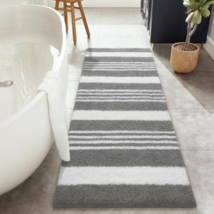 HOMORE Bathroom Runner Rug 24x60 Inch, Washable Non Slip Bathroom Rug Long Absorbent Bath Rugs Quickly Dry, Plush Bath Mat for Sink Shower Floor, Grey