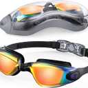 Aegend Swim Goggles, No Leaking Anti-Fog UV Protection Mirrored Swim Glasses for Adult Men Women, Wide View Outdoor