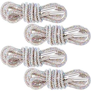 PAGOW Rhinestone Shoe Laces, Glitter Bling ShoeLaces for Sneakers, Crystal Diamond Rope Shoelaces, Round Shoe Strings (120cm, 2 Pairs-ab Color)