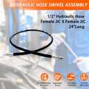 Autovo Hydraulic Hose Swivel Assembly 1/2" Hydraulic Hose with Female JIC X Female JIC 24" Long 3988 psi, Black