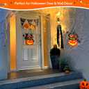 BlcTec Halloween Pumpkin Lights, 10 inch Lighted Big Jack-O-Lantern with Maple Leaves, Berries, Twigs, Witch's Hat, Battery-Operated Premium Wood Pumpkin with Timer for Halloween Decorations, Style B