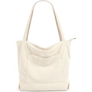 MAMUNU Corduroy Tote Bags for Women, Large Capacity Shoulder Handbag, Women Tote Bag with Pockets for Shopping Travel Office