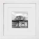 Egofine 8x8 Picture Frame Made of Solid Wood with Plexiglass, Display Pictures 4x4/6x6 with Mat or 8x8 Without Mat for Tabletop and Wall Mounting, White