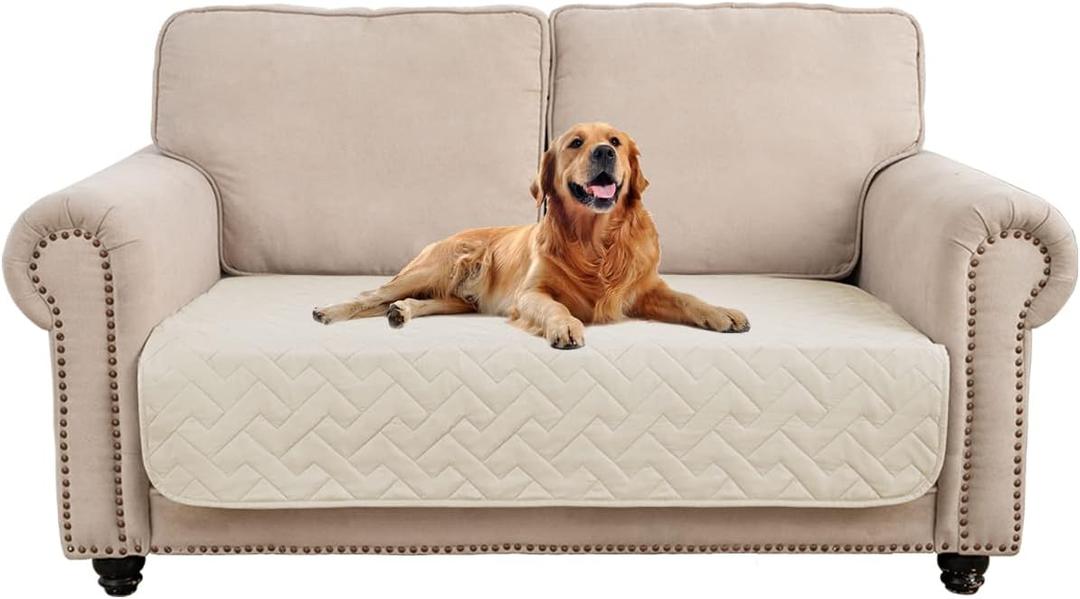 fuguitex Waterproof Dog Bed Cover Couch Cover for Pet Anti-Slip Cat Mat Pet Pad Blanket for Sofa Chair Recliner Bed Furniture Protrctor (30x53 Inch (Pack of 1), Cream)