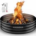 48 Inch Fire Pit Ring,Large Fire Pit Ring for Outside Wood Burning, Fire Pits Rings with High-Temperature Coating for Backyard, Bonfire, Camping, Beach(4x4 FT)