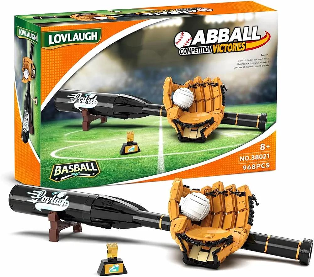 968Piece Baseball Building Set with Bat, Glove, Ball & Trophy - Interactive STEM Toy for Kids Ages 7+, Buildable Display & Play, Compatible with Major Brick Brands