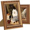 upsimples 5x7 Picture Frame with Real Glass, Ornate Vintage 5 x 7 Photo Frames for Wall Decor or Tabletop Display, Bronze and Black, 2 Pack