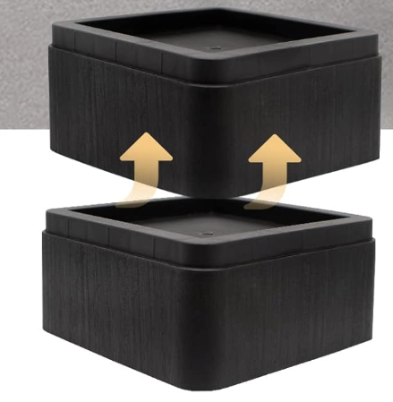 2 Pcs Bed Risers 2 inch, Oversized Fits 5.5in Legs Heavy Duty 6000lbs, Stackable 4/6 Inch Bed Raising Blocks Furniture Riser for College Dorm, Couches, Tables, Desks, Platform (Black)