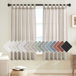 H.VERSAILTEX Natural Linen Curtains Linen Textured Semi Sheer Curtain Light Filtering Tab Top Window Treatments Panels Highly Durable Curtain Panels for Bedroom (2 Panels, 52" x 63", Oatmeal)