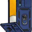 Case for Galaxy A02 Case, Samsung M02 SM-A022F Case with Slide Camera Cover, Built-in 360 Rotate Ring Kickstand Magnetic Shockproof Phone Cover for Samsung Galaxy A02 Blue