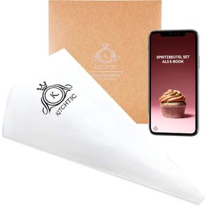 KITCHTIC Reusable Single Piping Bag - Premium Design, Dishwasher Safe - Cotton, Black - Professional Dressing Bag with E-Book Tips