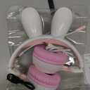 Foldable Bluetooth 5.0 Headphones with Microphone Cute Rabbit Ear Over Ear Headphones for Teens Adults, 12 Hours of Listening Time, TF/Aux, Built in 7