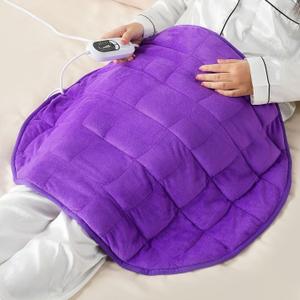 Kivik 7lbs Weighted Heating Pad 24"x29"- Fast Heating 6 Settings, Flannel Electric Heated Lap Blanket for Adults, Soft Large Weighted Heated Pads Gifts for Abdomen & Back Pain Relief, Purple