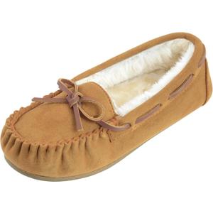 Womens Moccasin Slippers Micro Suede Cozy Indoor Outdoor House Shoes (7, Brown)