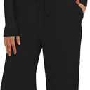 Darong Women's 2 Piece Outfits Lounge Sets 2026 Long Sleeve Tops Wide Leg Pants Casual Matching Set (Black, M)