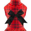 CuteBone Turtleneck Dog Christmas Dress Velvet Puppy Skirt Costume Pet Clothes Cat Apparel with Bow Hair Rope for Small Dogs CVD05M, M